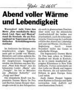 Konzert Pressebericht 20.6.2005